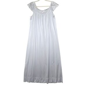 Vtg Katz Nightgown Small Lavender Purple Floral Embroidered Flutter Maxi 80s